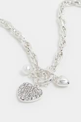 Silver Tone Chain Heart Pendant Necklace | Yours Clothing 2