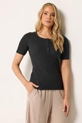 LTS Tall Black Ribbed Cotton T-Shirt | Long Tall Sally 3