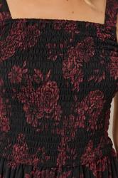 LTS Tall Women's Black & Red Rose Shirred Maxi Dress | Long Tall Sally 6
