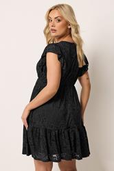 YOURS Plus Size Black Wrap Pointelle Dress | Yours Clothing 2