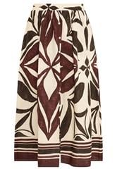 EVANS Plus Size Cream & Brown Abstract Print Cotton Skirt | Evans 5