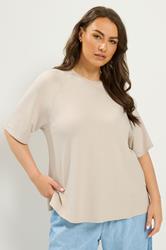 YOURS Plus Size Natural Brown Soft Touch Raglan T-Shirt | Yours Clothing 3