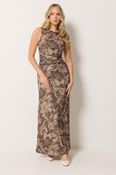 LTS Tall Women's Brown Floral Bow Detail Maxi Dress | Long Tall Sally 3