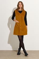 M&Co Orange Cord Button Through Pinafore Dress | M&Co  2