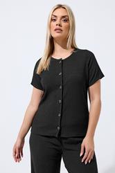 LIMITED COLLECTION Plus Size Black Crinkle Short Sleeve Top | Yours Clothing 3