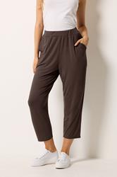 M&Co Chocolate Brown Cropped Hareem Trousers | M&Co 1