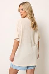 YOURS Plus Size Natural Brown Boxy Knitted T-Shirt | Yours Clothing 2