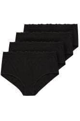 4 Pack Black Lace Trim Full Knickers