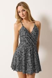 M&Co Black Floral Print Split Front Swimdress | M&Co 1