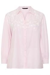 EVANS Curve Pink Stripe Embroidered Shirt