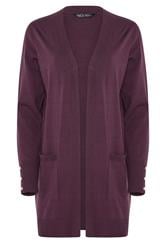 M&Co Berry Purple Button Detail Midi Cardigan | M&Co 5