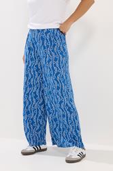 PixieGirl Petite Women's Blue Rope Print Palazzo Trousers | PixieGirl 1