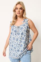 YOURS Plus Size White Polka Dot Floral Strappy Vest Top | Yours Clothing 3