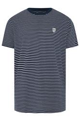 BadRhino Big & Tall Navy Blue Extra Long Stripe Pique T-Shirt