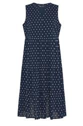 M&Co Petite Navy Blue Dobby Sleeveless Tiered Midi Dress