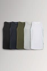 BadRhino Big & Tall Black & White 5 Pack Vest Tops | BadRhino 3