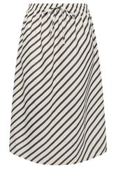 YOURS Curve Chocolate Brown Linen Look Stripe Skirt