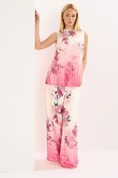 STAR Pink Floral Wide Leg Trousers | StarByJM 3
