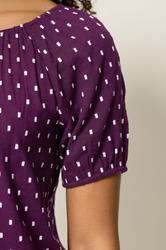 M&Co Berry Purple Dobby Short Sleeve Blouse | M&Co 4