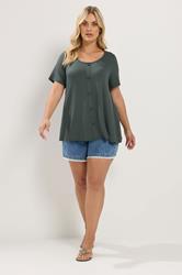 YOURS Plus Size Khaki Green Soft Touch Top | Yours Clothing 1