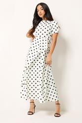 PixieGirl Petite Women's White Polka Dot Print Maxi Dress | PixieGirl 2