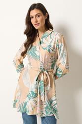 M&Co Pink & Green Abstract Floral Belted Tunic Shirt | M&Co 3