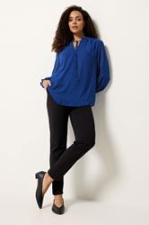 M&Co Cobalt Blue Tie Neck Blouse | M&Co 1