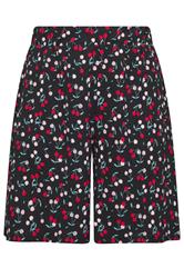 YOURS Plus Size Black Cherry Print Shorts | Yours Clothing 5