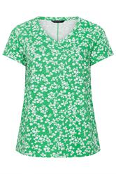 EVANS Plus Size Green Floral Pleat Front Top | Evans  5