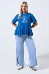 LIMITED COLLECTION Plus Size Blue New York Sporty Peplum Top 1