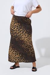 LIMITED COLLECTION Plus Size Brown Maxi Leopard Print Skirt | Yours Clothing 1