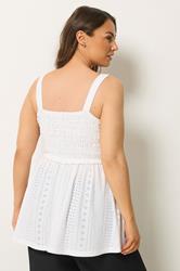 YOURS Plus Size White Broderie Anglasie Vest Top | Yours Clothing 1