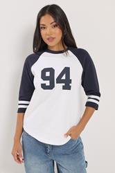 PixieGirl Petite Women's Navy Blue '94' Slogan Top | PixieGirl 3