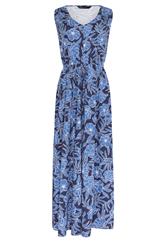 M&Co Blue Floral Print Tie Waist Cotton Maxi Dress | M&Co 5