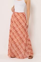 LTS Tall Women's Pink & Orange Abstract Check Maxi Skirt | Long Tall Sally 2
