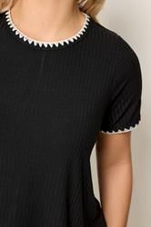 YOURS Plus Size Black Contrast Stitch Swing T-Shirt | Yours Clothing 4