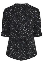 YOURS Plus Size Black Floral Pintuck Top | Yours Clothing 5