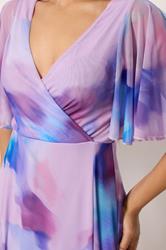 M&Co Petite Pink Blurred Floral Wrap Maxi Dress | M&Co 4