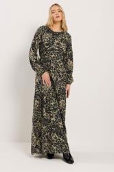 LTS Tall Women's Black Abstract Tie Waist Maxi Dress | Long Tall Sally 3