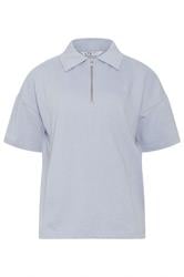 LTS Tall Women's Blue Quarter Zip Short Sleeve Cotton Sweatshirt | Long Tall Sally 5