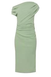 STAR Robe mi-longue drapée vert sauge