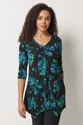 M&Co Black Floral Hanky Hem Top | M&Co 3