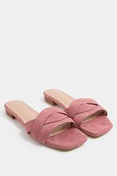 LTS Pink Twisted Block Mule Sandals In Standard Fit