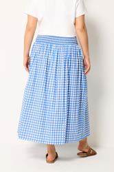 YOURS Plus Size Blue Gingham Maxi Skirt | Yours Clothing 2