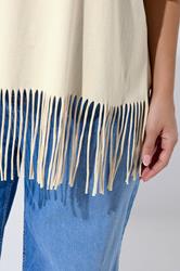 LIMITED COLLECTION Plus Size Natural Brown Tassel Beach Top | Yours Clothing 4