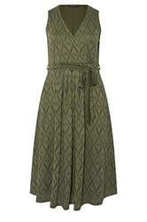 EVANS Curve Khaki Green Broderie Wrap Midi Dress