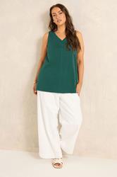 EVANS Plus Size Teal Green Premium Cotton Vest Top | Evans 1