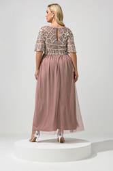 LUXE Plus Size Pink Embellished Maxi Dress | Yours Clothing 2