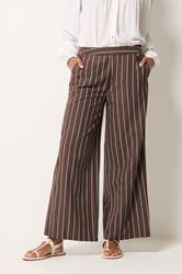 M&Co Chocolate Brown Stripe Wide Leg Trousers | M&Co 1