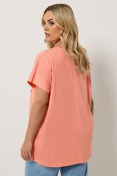 YOURS Plus Size Light Orange Leopard Heart T-Shirt | Yours Clothing 2